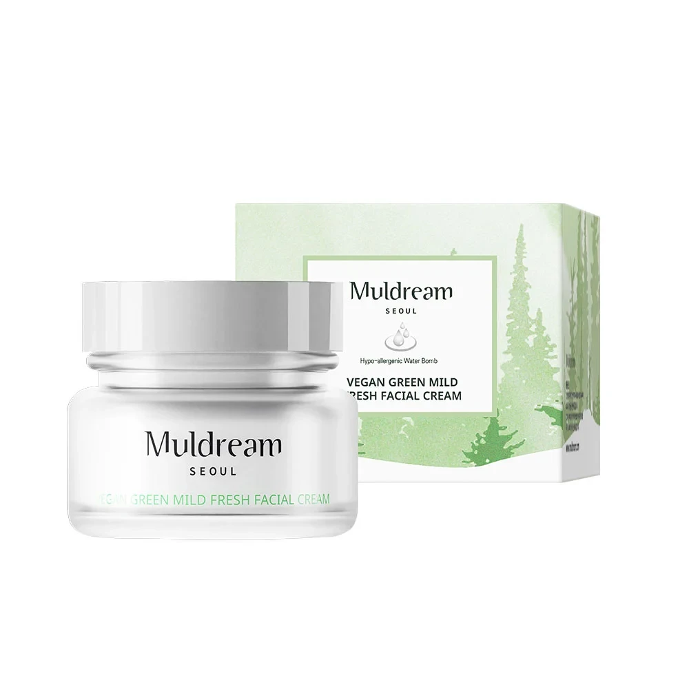 Освежающий крем для проблемной кожи лица Muldream vegan green mild fresh