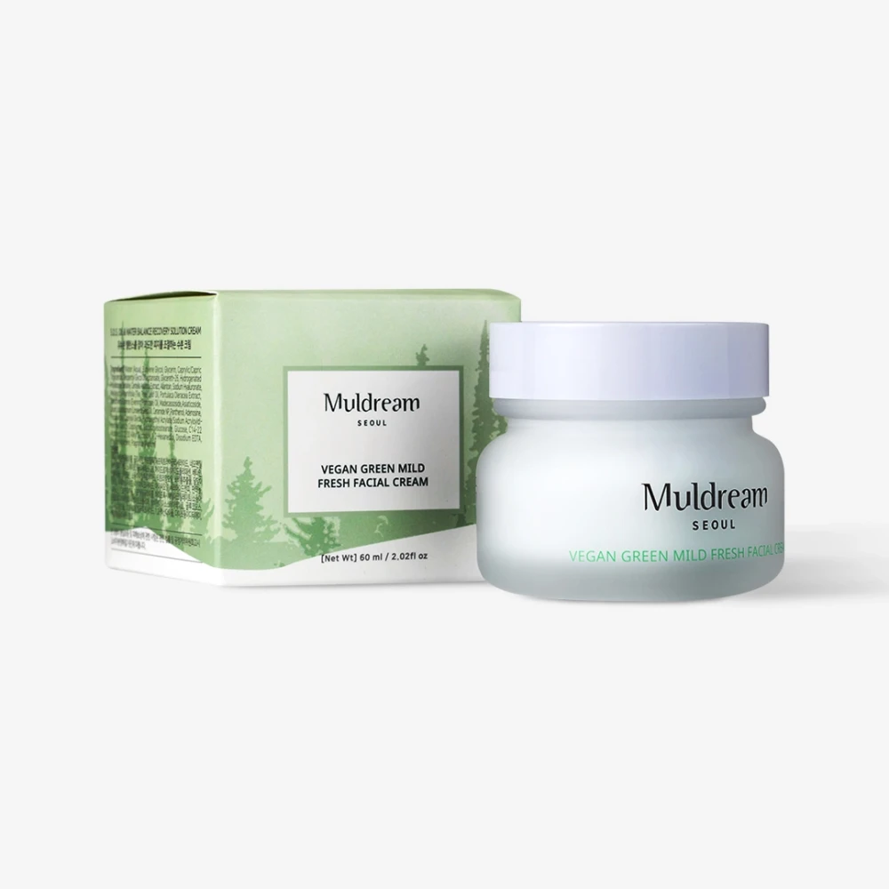 Освежающий крем для проблемной кожи лица Muldream vegan green mild fresh - фото2