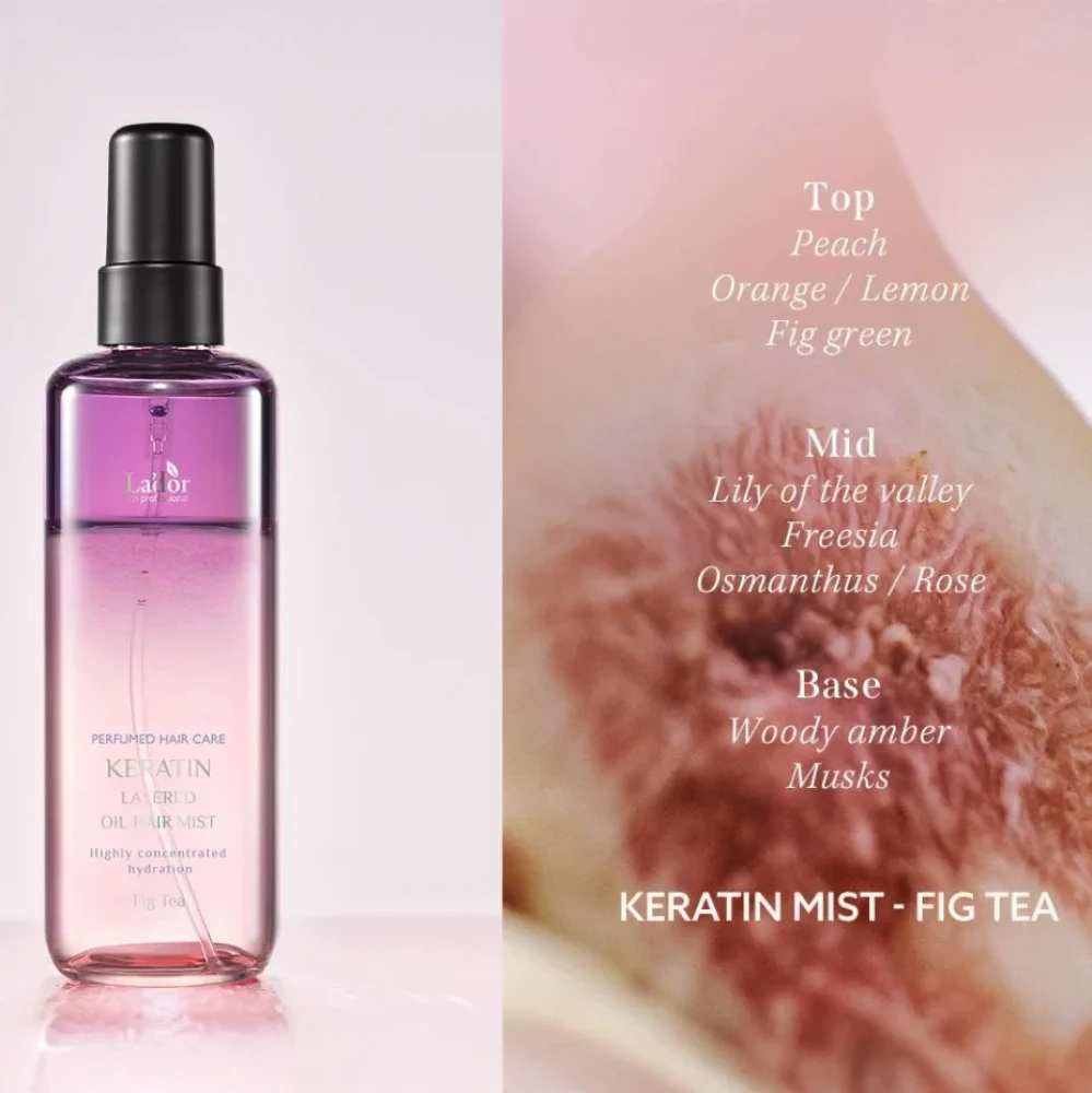 Парфюмированный для волос с кератином LADOR KERATIN LAYERED OIL MIST FIG TEA фото-2